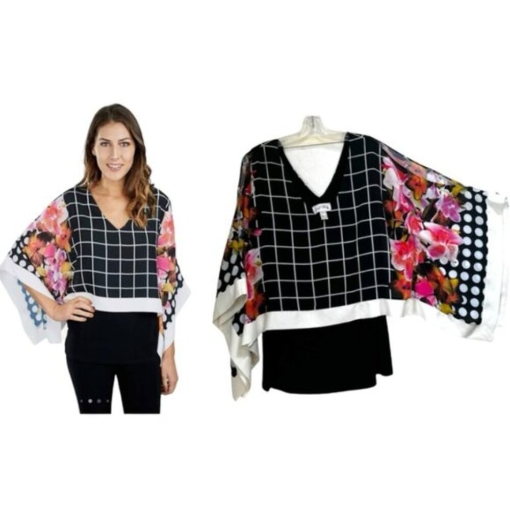 Joseph Ribkoff Floral Georgette Abstract Blouse Flowy Tunic Dots Check Formal 14